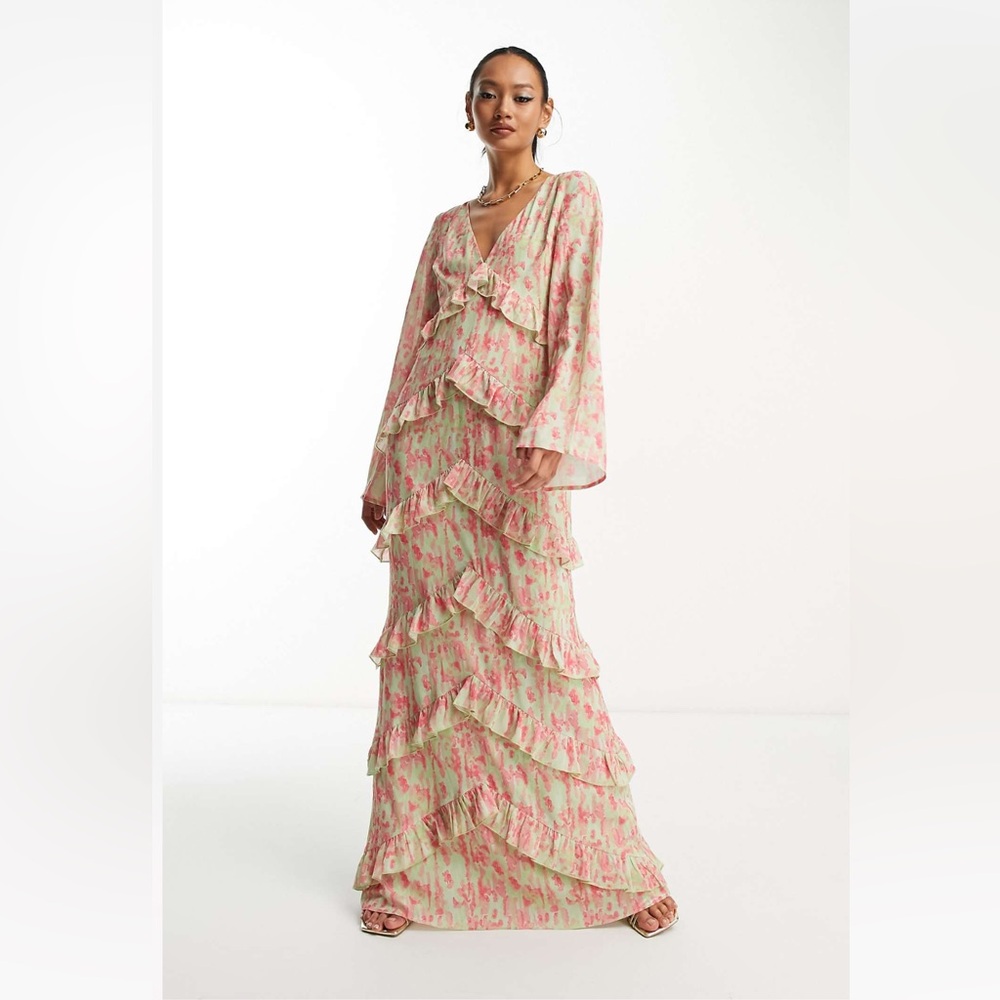 Pretty Lavish - Floral Ruffle Maxi Dress size 4